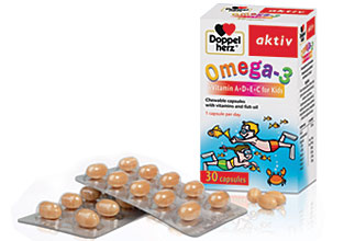 დოპელჰერც აქტივი ომეგა-3 ვიტამინი A+D+E+C საბავშვო / dopelherc aqtivi omega-3 vitamini A+D+E+C sabavshvo / Doppelherz aktiv Omega-3 Kids